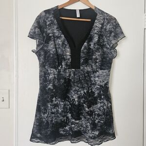 Womens Shirt 18/20 Y2K VTG Lace Fairy Grunge Whimsigoth Dark Floral Witchy Boho